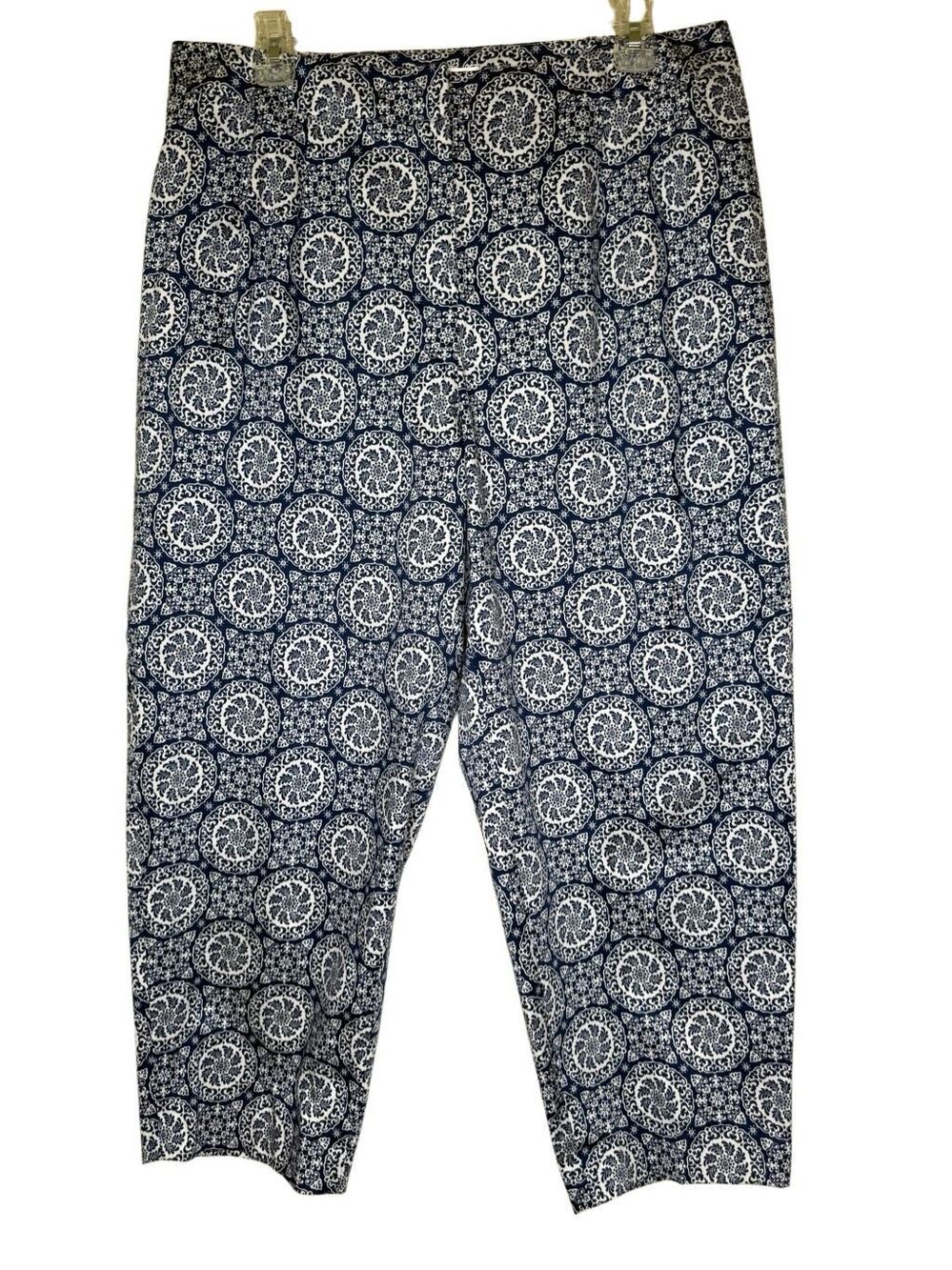 NEW Vintage Talbots Pants Navy & White Medallion Cropped Size 16WP Classic NWT